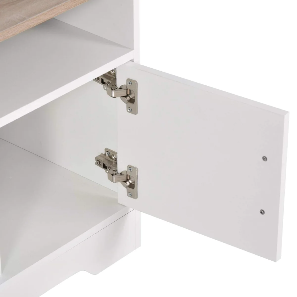 Tadori 105cm TV Console - White and Wood, 2 Doors and Open Shelves – image 9