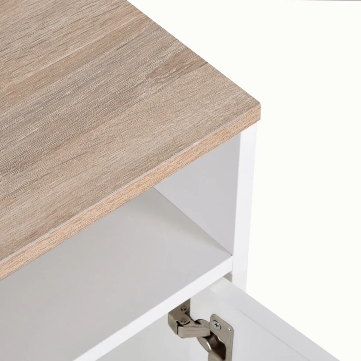 Tadori 105cm TV Console - White and Wood, 2 Doors and Open Shelves – image 10