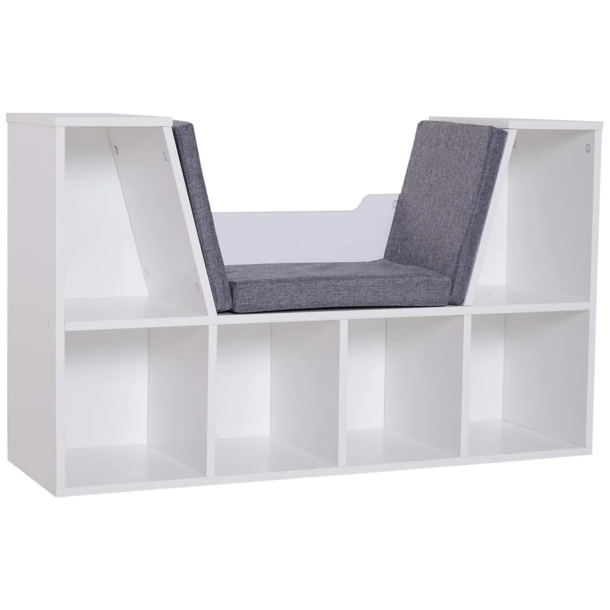 Vezito Wood White Cube Bookcase with Cushioned Seat – image 2