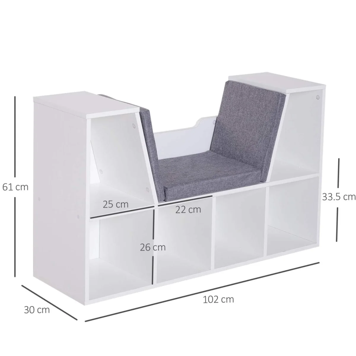 Vezito Wood White Cube Bookcase with Cushioned Seat – image 4