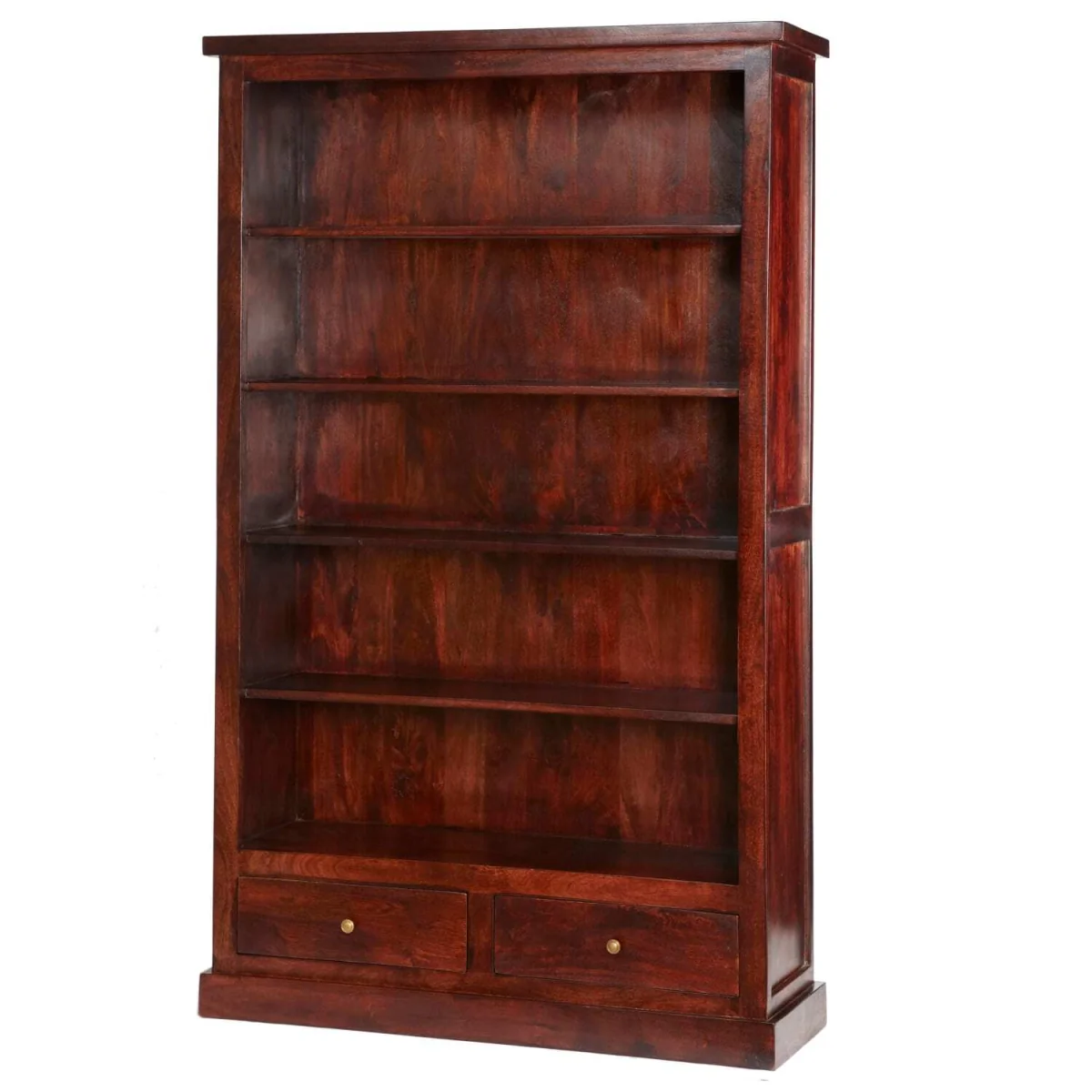 Oxford Mahogany Mango Wood Bookcase 5 Shelves 2 Drawers - Brown – image 2