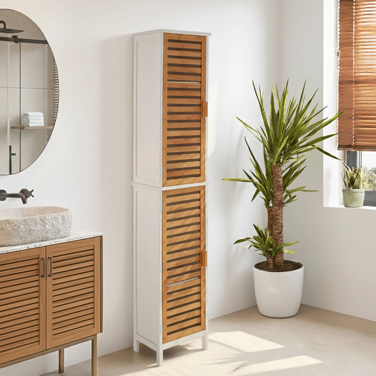 Verdon 2 Single 4 Inner Shelves Standing Cabinet - Natural – image 1