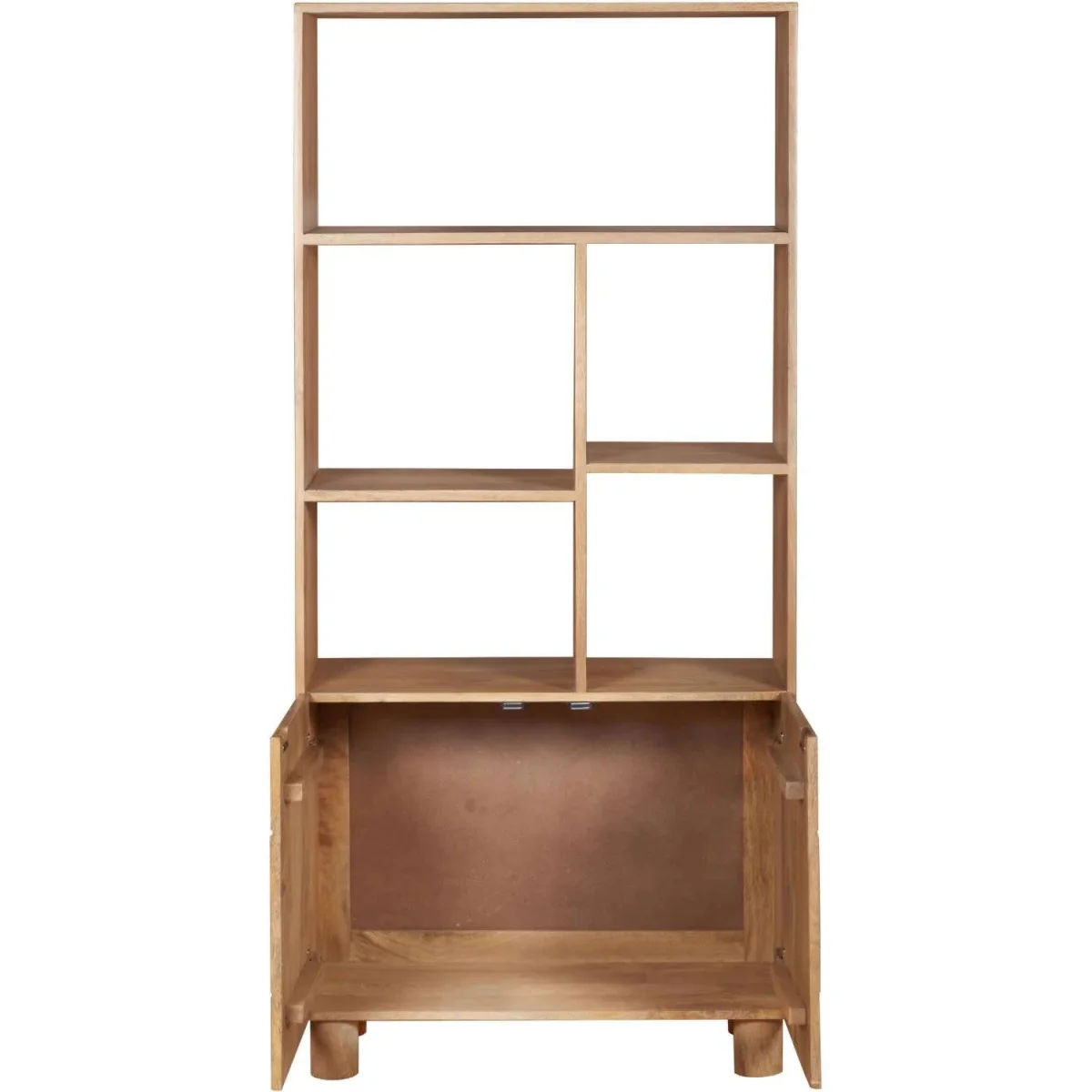 Buffalo mango wood bookcase with carved 2 door cabinet - Brown – image 3