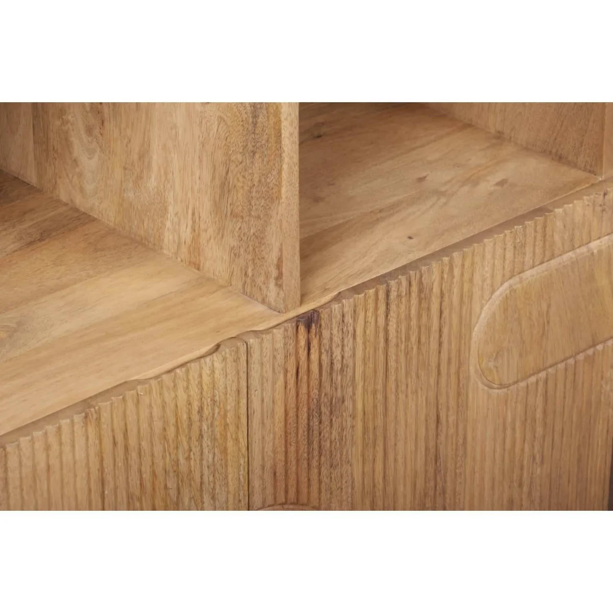 Buffalo mango wood bookcase with carved 2 door cabinet - Brown – image 4
