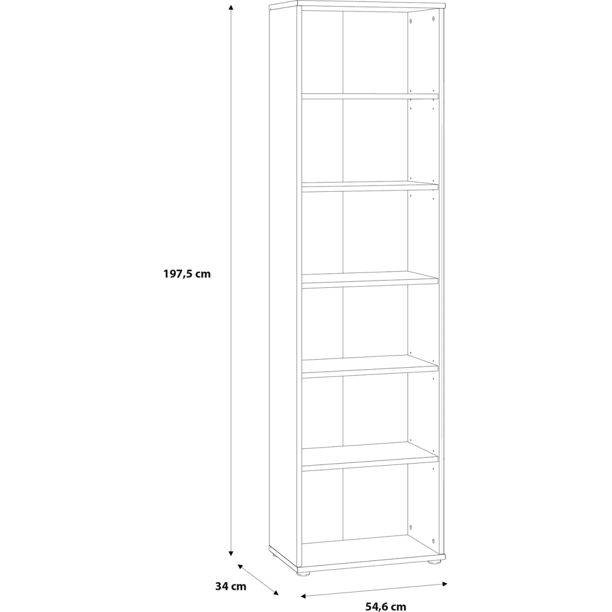 Essential Narrow 5 Shelf Bookcase in Vintage Oak - Vintage Oak – image 5