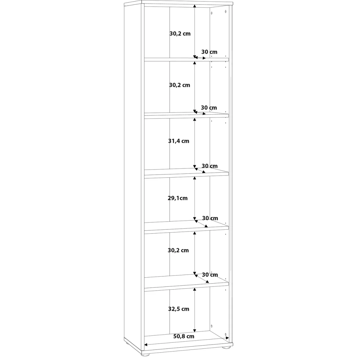 Essential Narrow 5 Shelf Bookcase in Vintage Oak - Vintage Oak – image 6