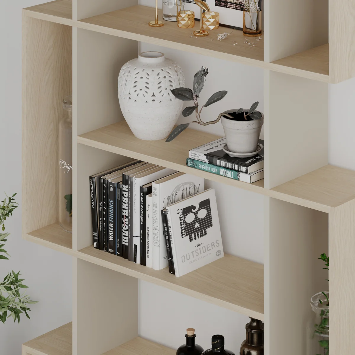 Mito Wall Mounted Bookcase Modern Display Unit - Sonoma Oak, Sandstone – image 4