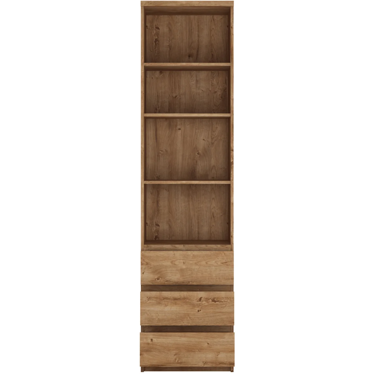 Fribo Tall Narrow 3 Drawer Bookcase in Oak - Oak – image 4