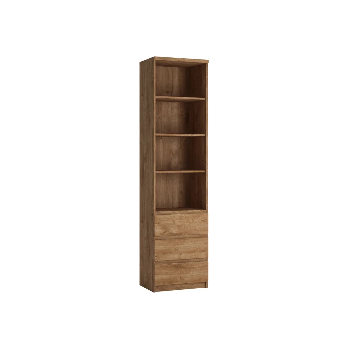 Fribo Tall Narrow 3 Drawer Bookcase in Oak - Oak – image 1
