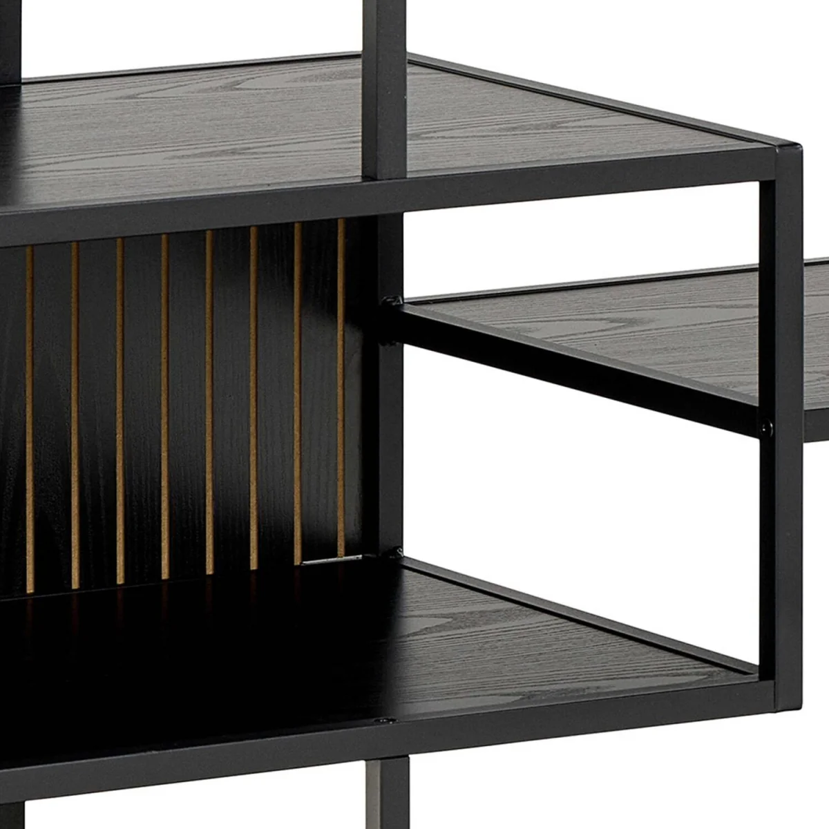 Paris Wide Metal Bookcase 4 Shelves Ash Laminate - Black – image 6