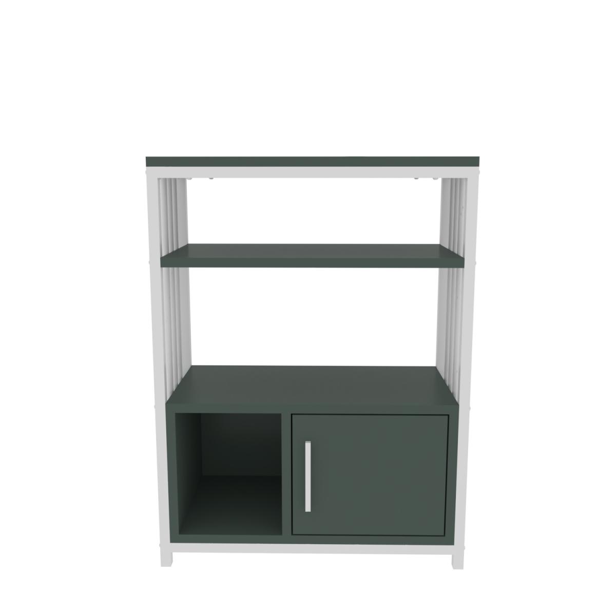 Letos 80 cm Tall Modern Bookcase Bookshelf with a Cabinet - Green & White – image 2
