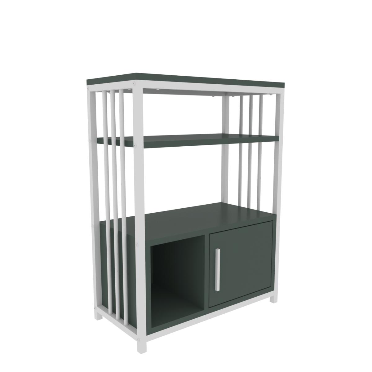 Letos 80 cm Tall Modern Bookcase Bookshelf with a Cabinet - Green & White – image 3