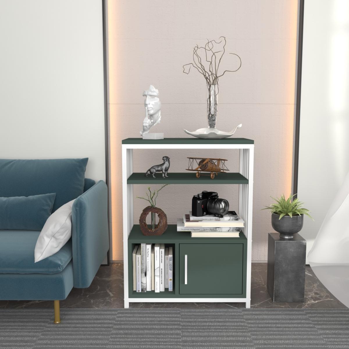 Letos 80 cm Tall Modern Bookcase Bookshelf with a Cabinet - Green & White – image 4
