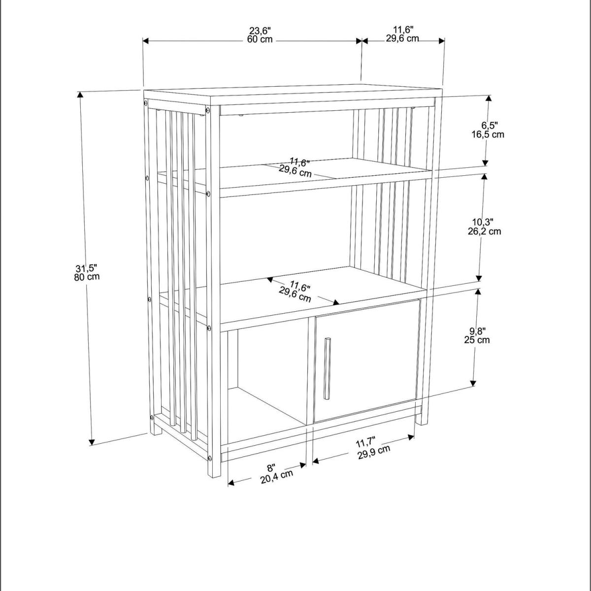 Letos 80 cm Tall Modern Bookcase Bookshelf with a Cabinet - Green & White – image 6