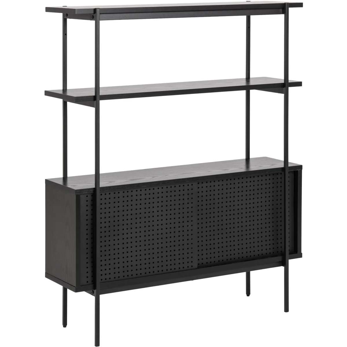 Angus Small Bookcase with 2 Sliding Doors in Black - Black – image 3