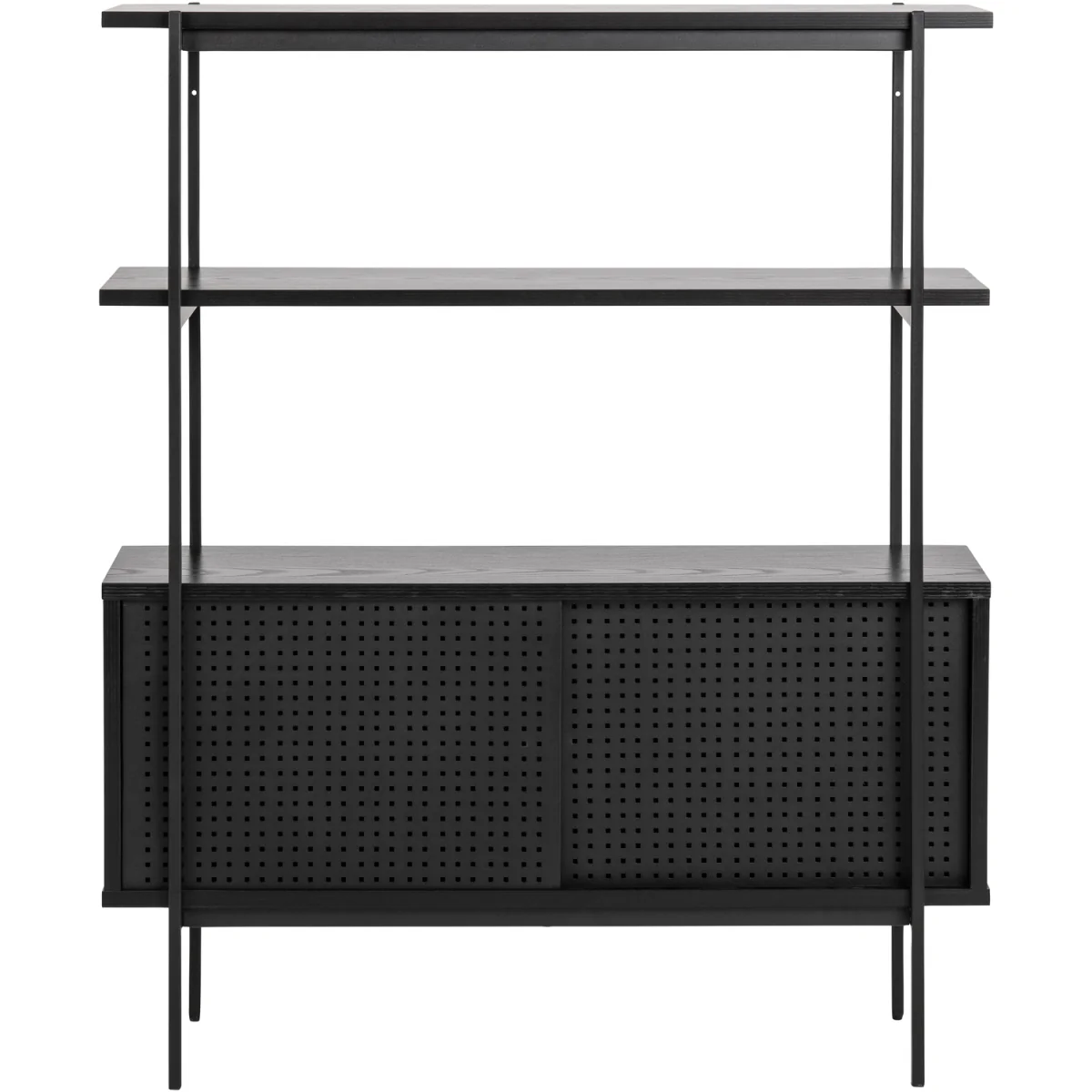 Angus Small Bookcase with 2 Sliding Doors in Black - Black – image 4
