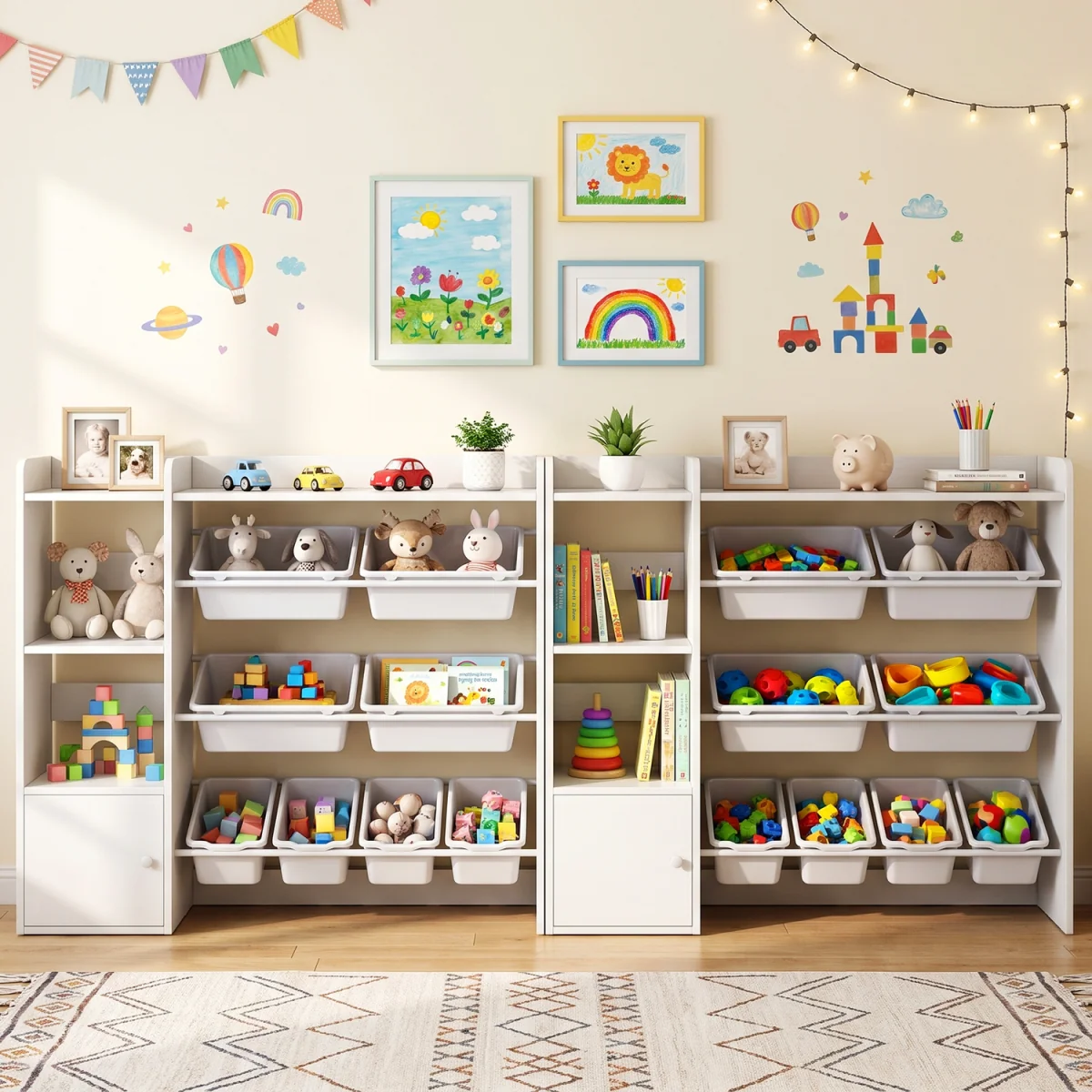Costway Kids Toy Storage Organizer with Removable Bins - White – image 1