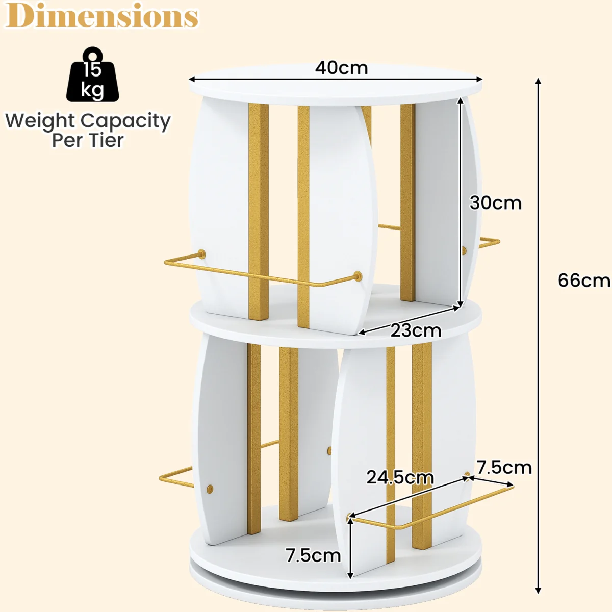 2 Tier Freestanding Vertical Bookshelf Tower with Display Stands - White – image 4