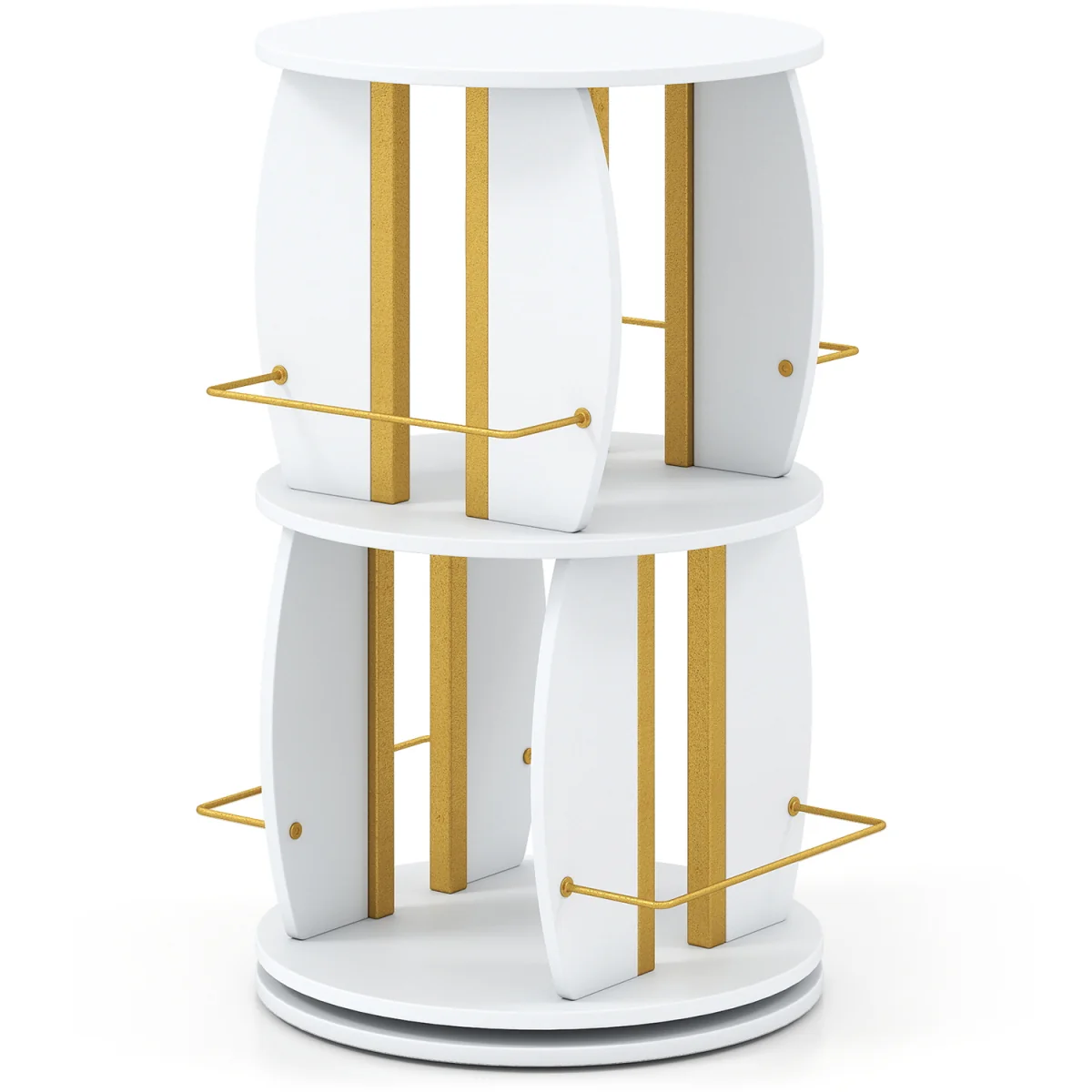 2 Tier Freestanding Vertical Bookshelf Tower with Display Stands - White – image 7