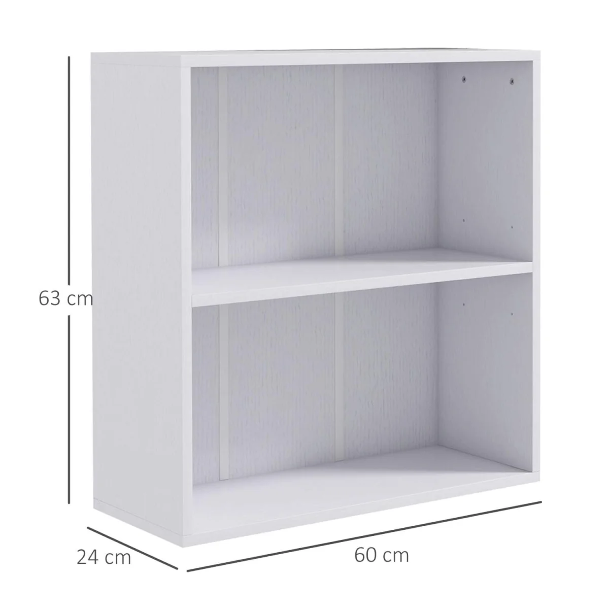 Ralafi White 2-Tier Bookcase with Adjustable Shelf – image 4