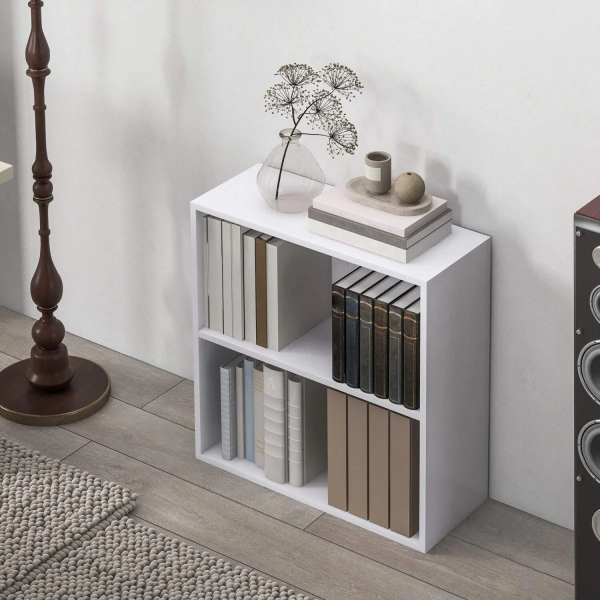 Ralafi White 2-Tier Bookcase with Adjustable Shelf – image 8