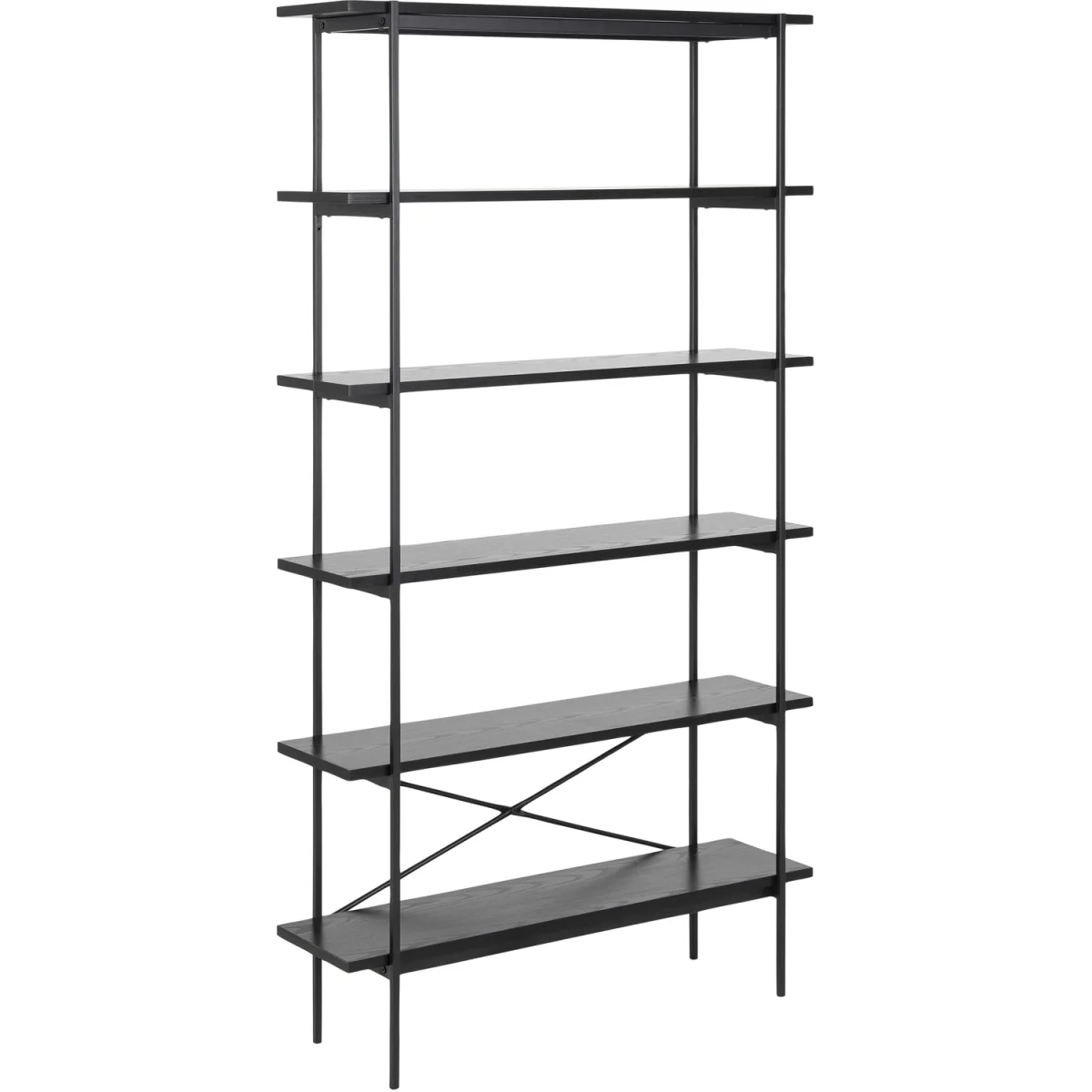Angus Bookcase with 5 Shelves in Black - Black – image 3