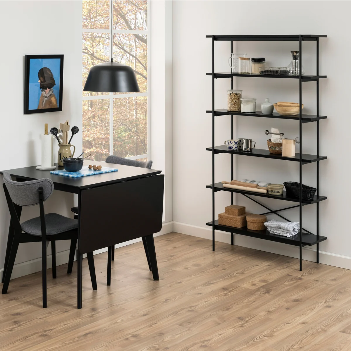 Angus Bookcase with 5 Shelves in Black - Black – image 5