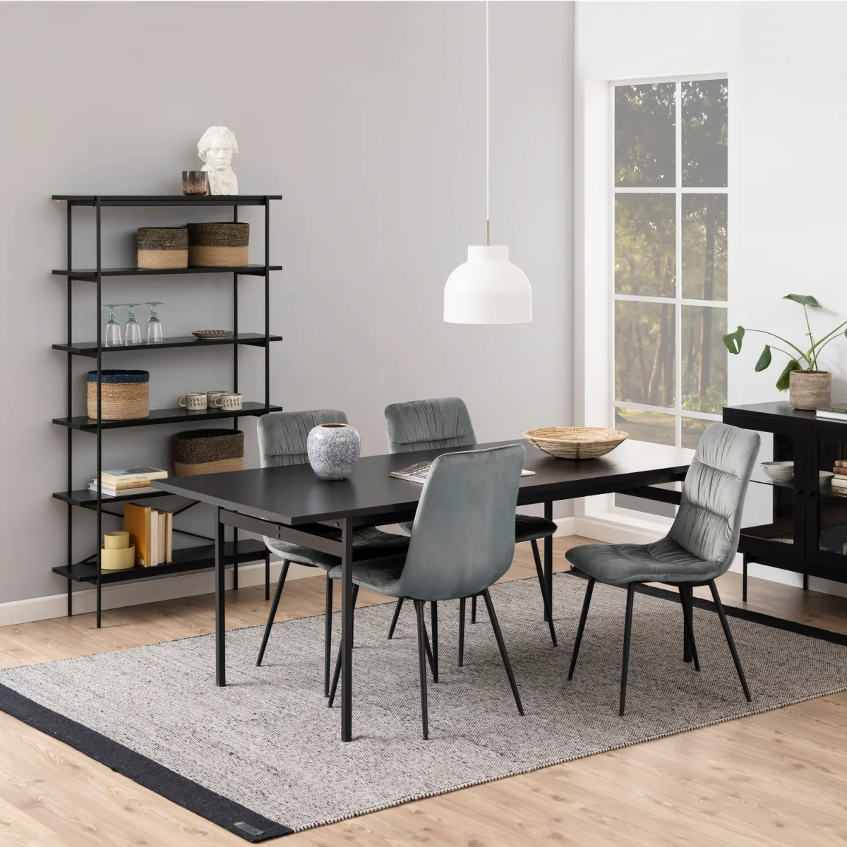 Angus Bookcase with 5 Shelves in Black - Black – image 6