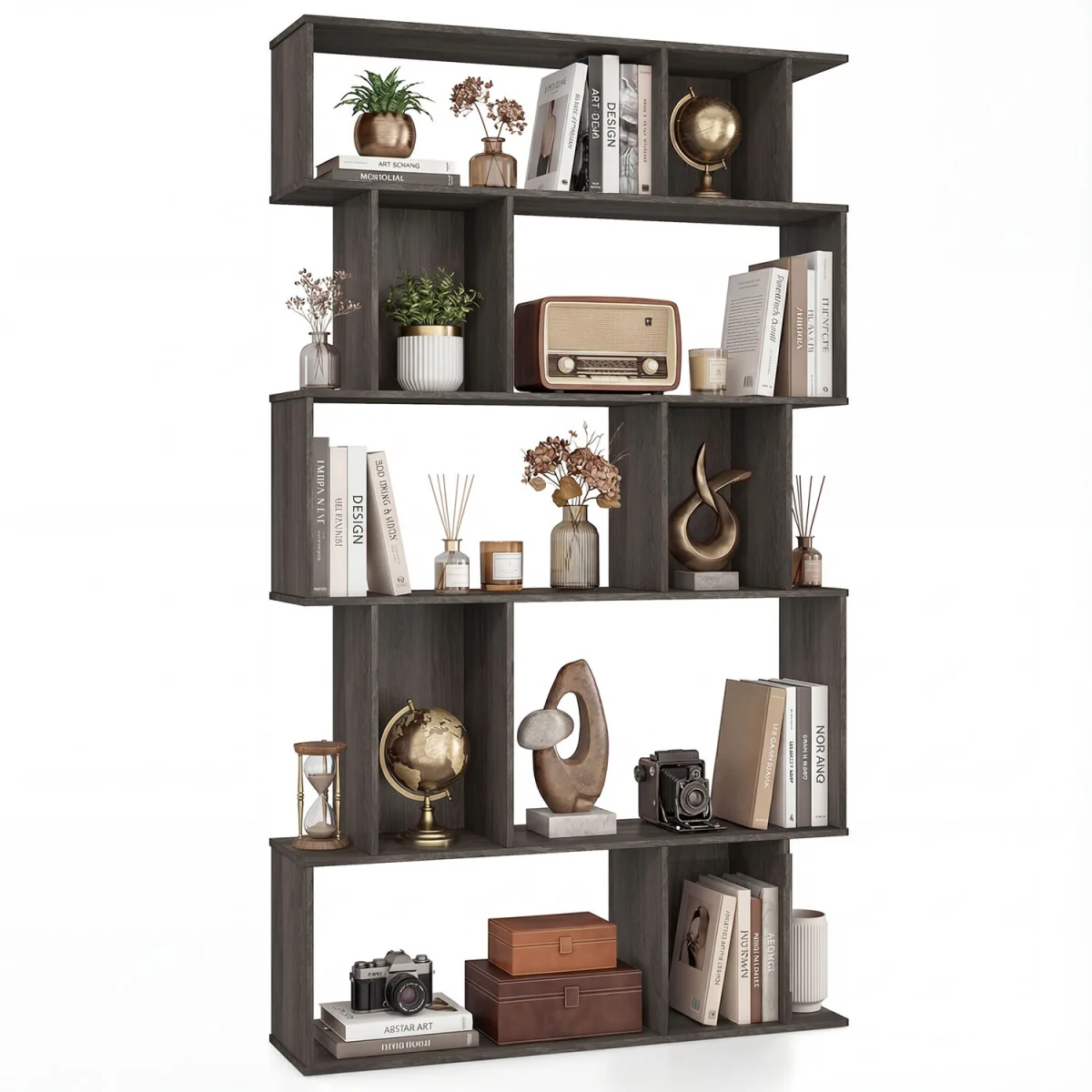 Geometric Bookshelf S shaped - Grey Oak – image 2
