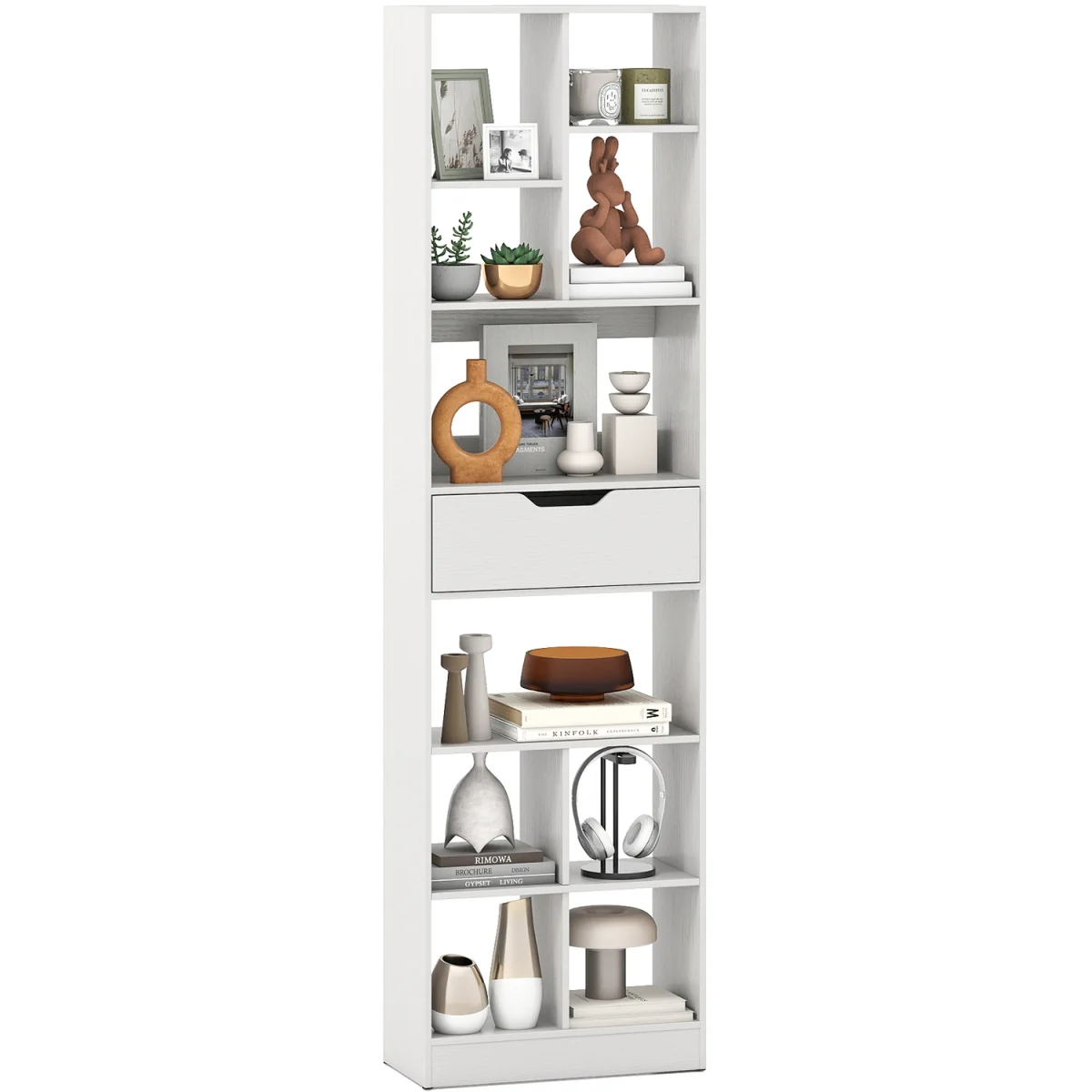 180cm Tall Freestanding Storage Organizer with Cubes - White – image 2