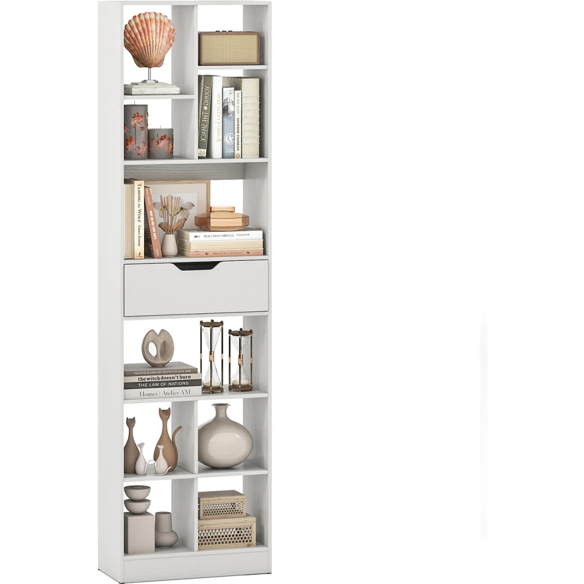 180cm Tall Freestanding Storage Organizer with Cubes - White – image 3