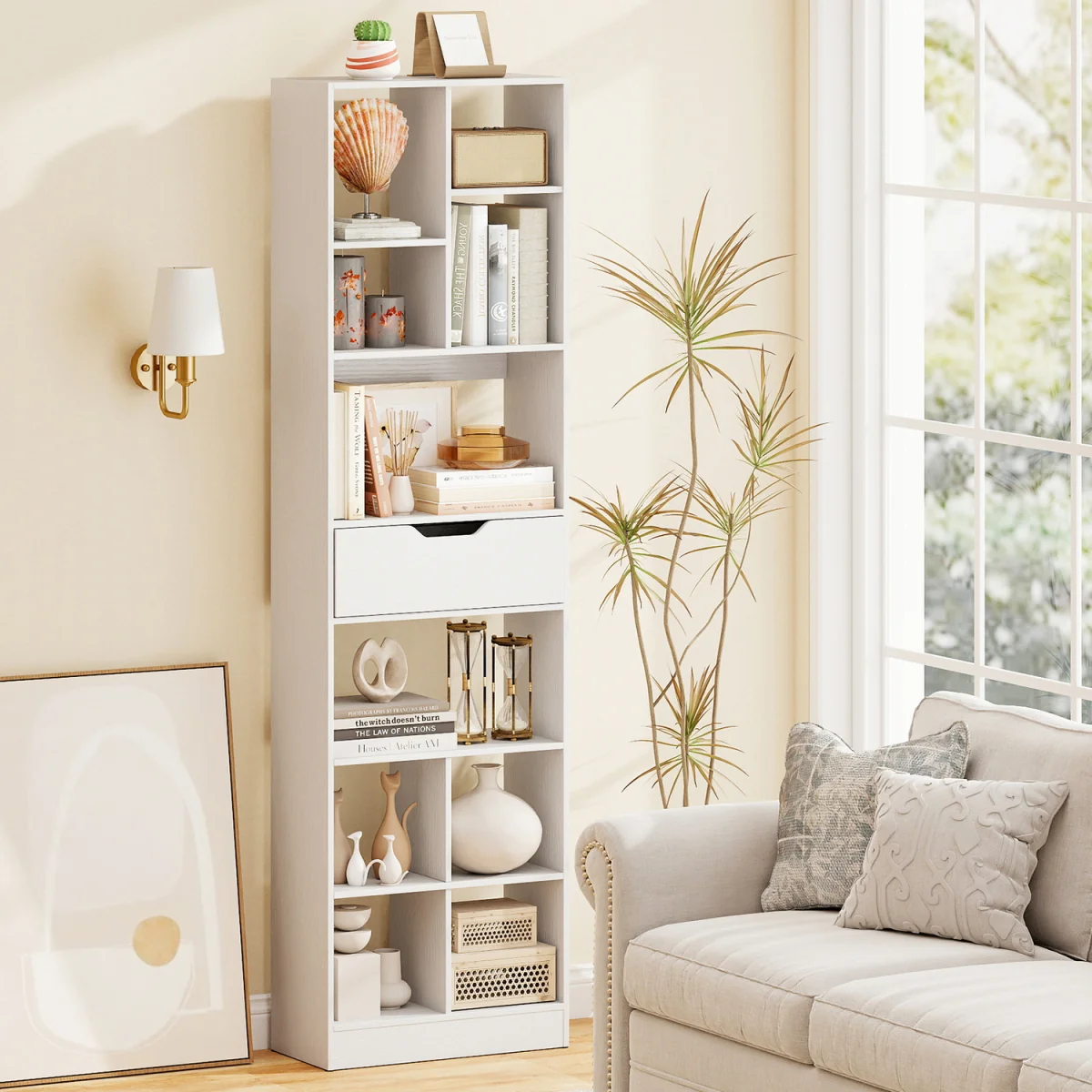180cm Tall Freestanding Storage Organizer with Cubes - White – image 5