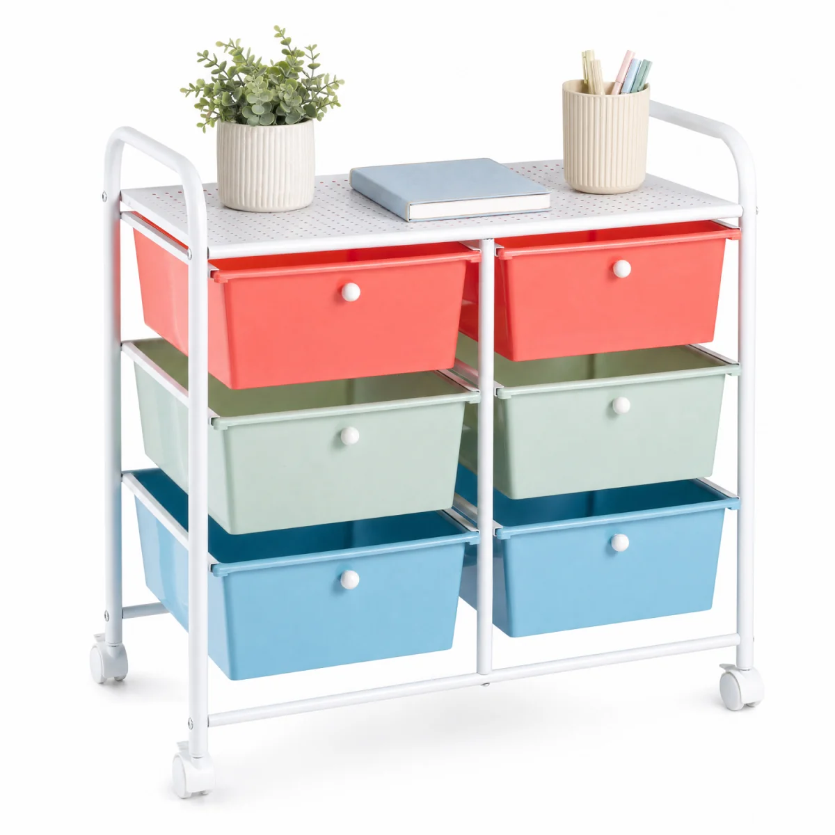 6 Drawers Rolling Storage Cart with Universal Wheels - multicolor – image 4