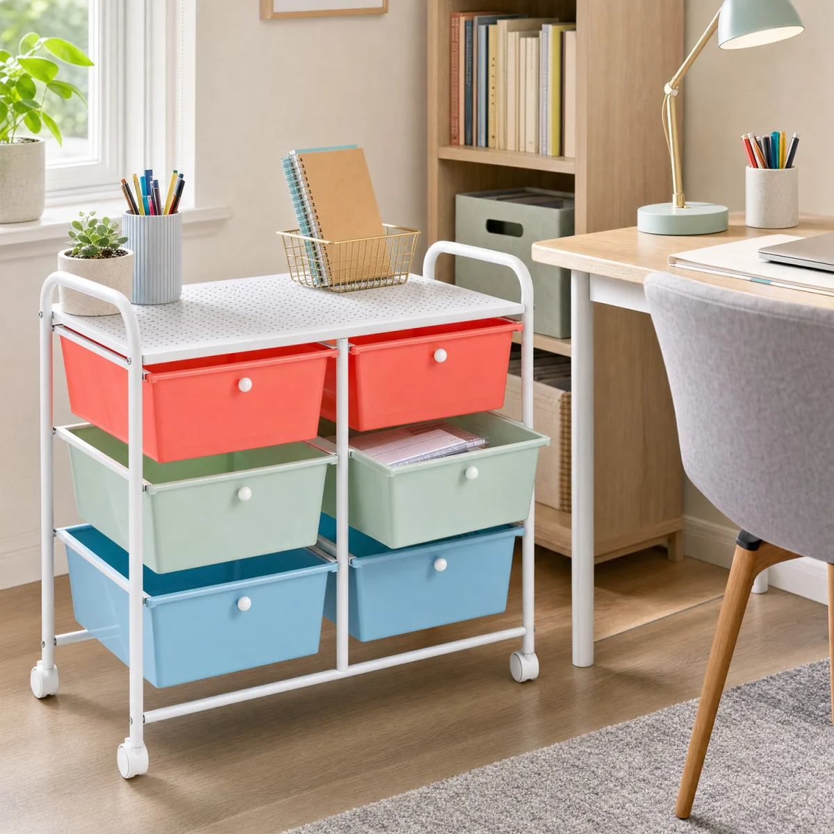6 Drawers Rolling Storage Cart with Universal Wheels - multicolor – image 5