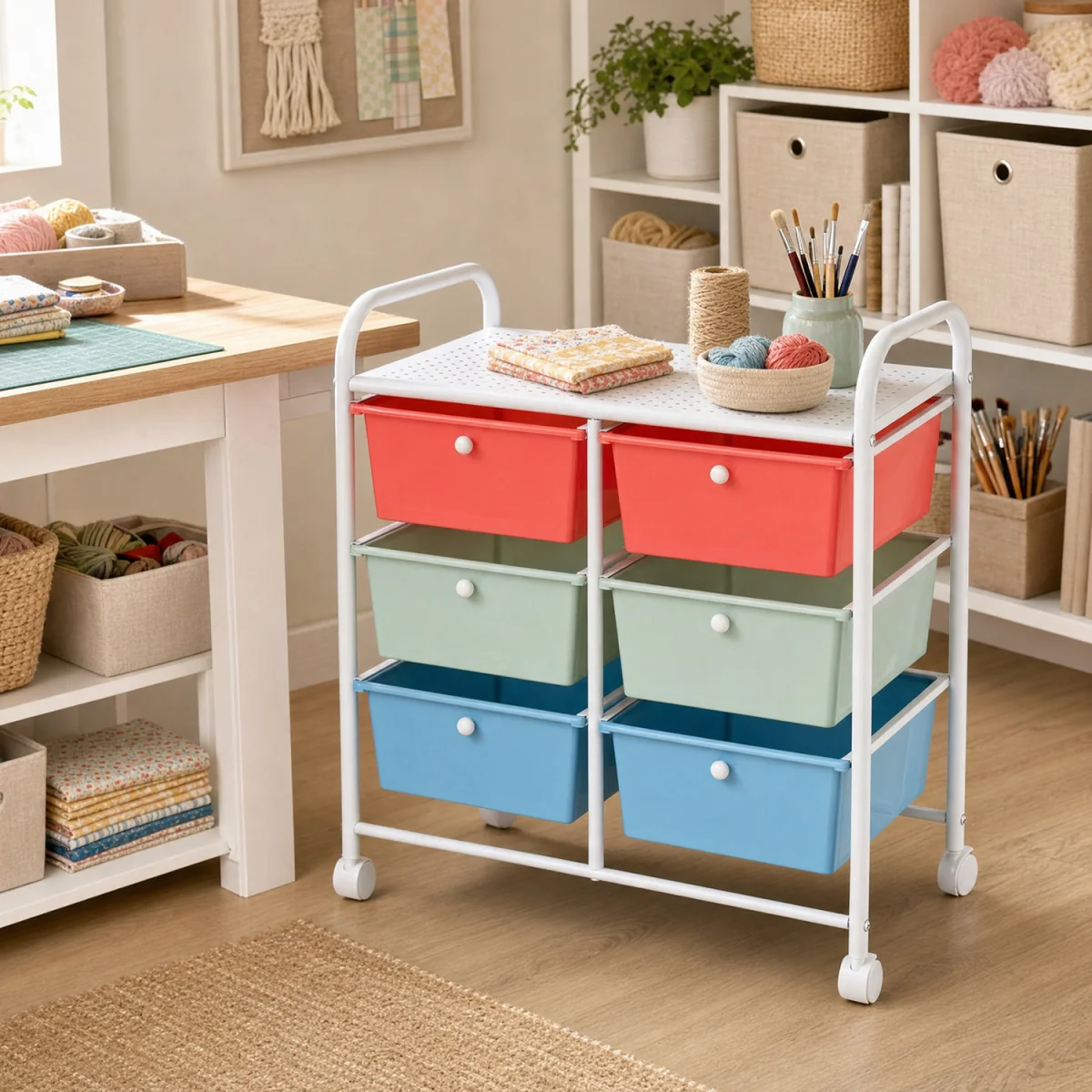 6 Drawers Rolling Storage Cart with Universal Wheels - multicolor – image 6
