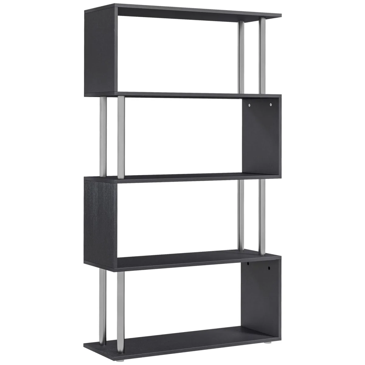 Firtu Wood Black 5-Tier S-Shaped Freestanding Bookcase – image 2