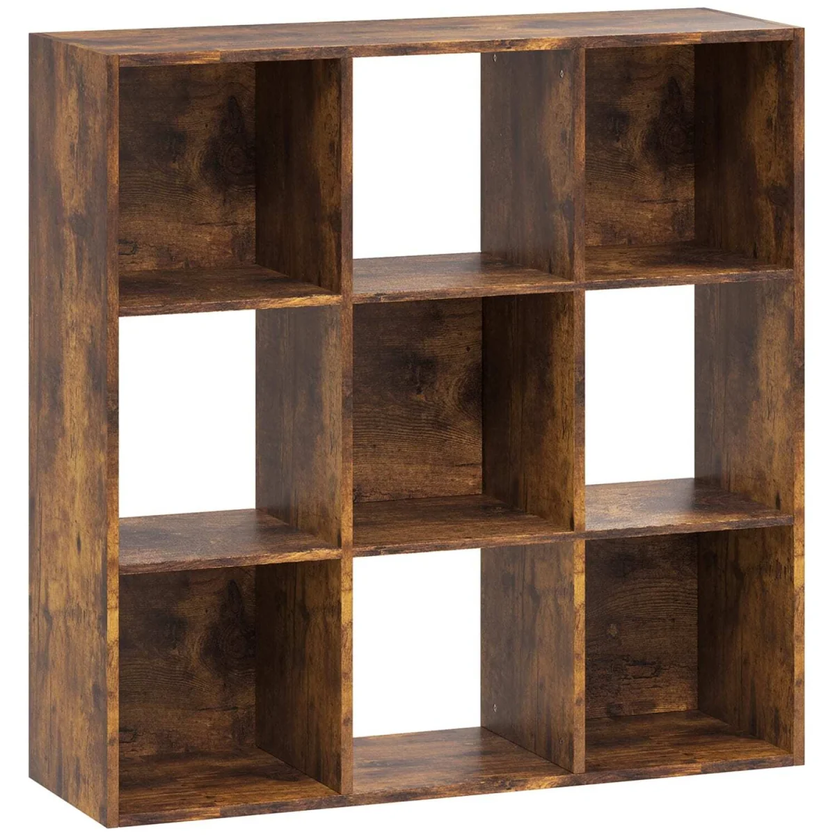 Mamomo Wood Rustic Brown 3-Tier 9-Cube Storage Bookcase – image 2