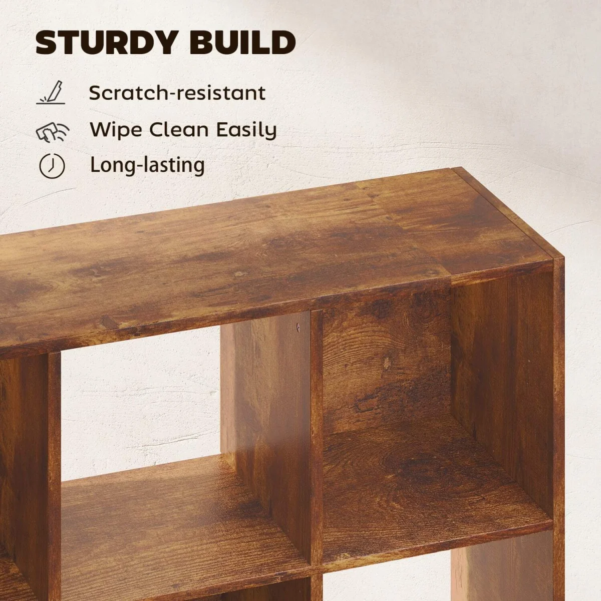 Mamomo Wood Rustic Brown 3-Tier 9-Cube Storage Bookcase – image 6