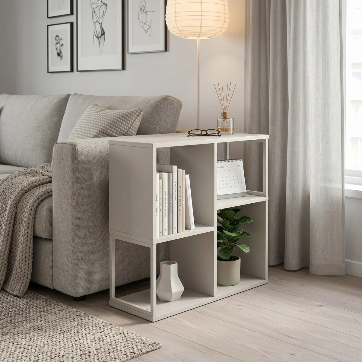 Decortie Bolton Mini Bookcase With 2 Open Shelves And Metal Frame - Sandstone – image 4