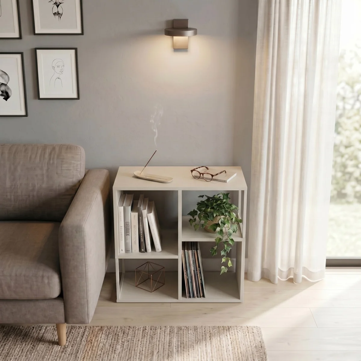 Decortie Bolton Mini Bookcase With 2 Open Shelves And Metal Frame - Sandstone – image 5