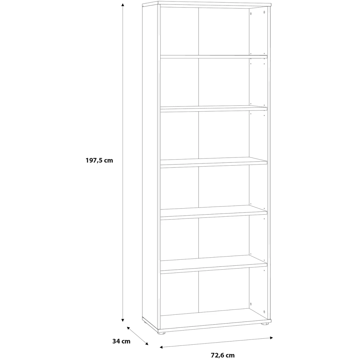 Essential Wide 5 Shelf Bookcase in Vintage Oak - Vintage Oak – image 6