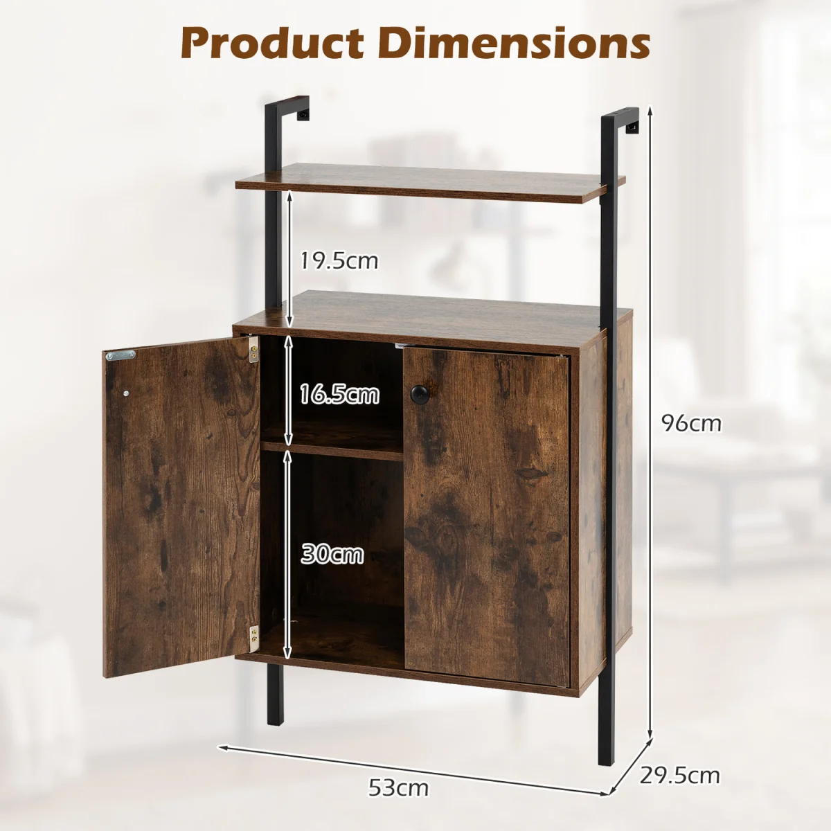 Wall Mount Bookcase - Brown – image 2
