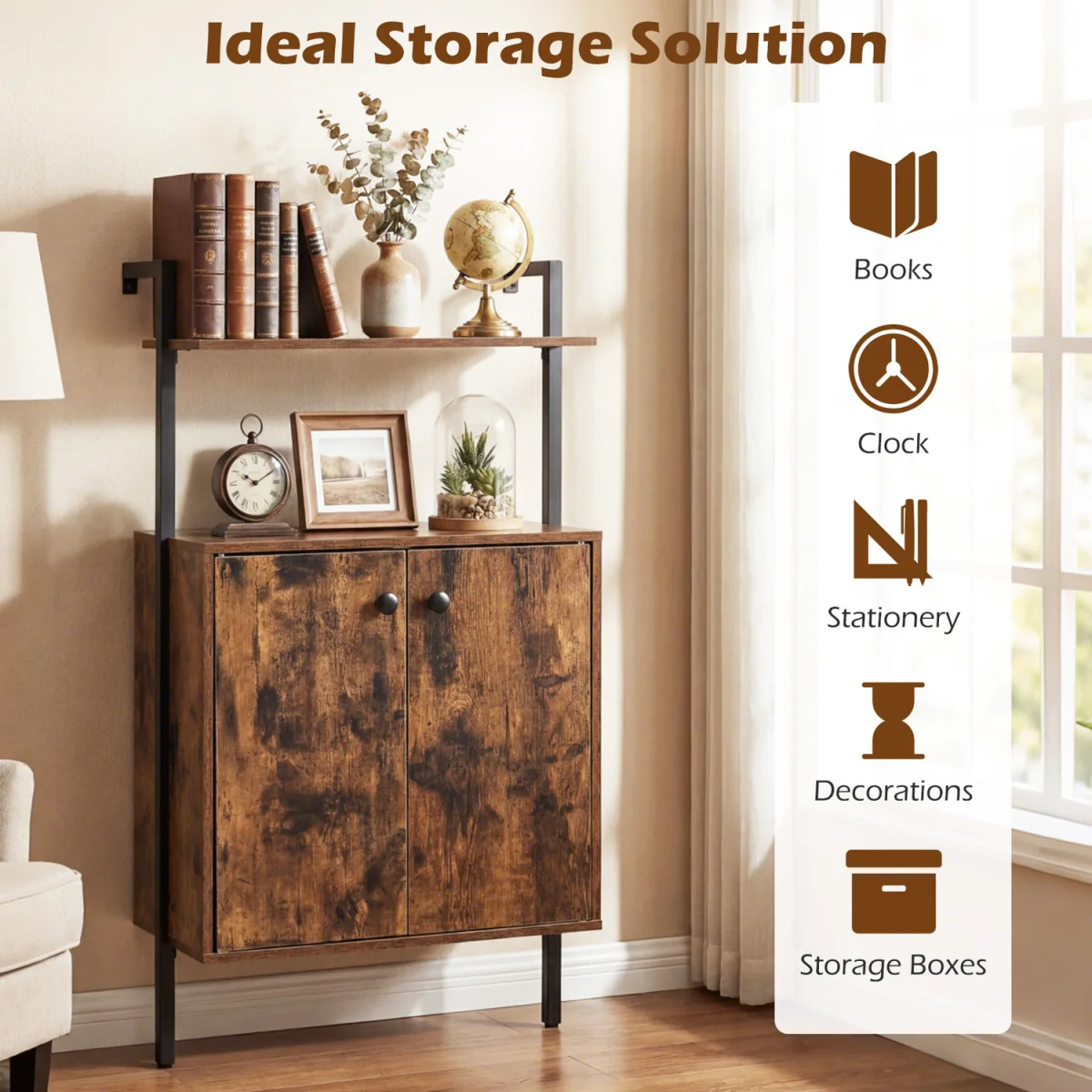 Wall Mount Bookcase - Brown – image 9