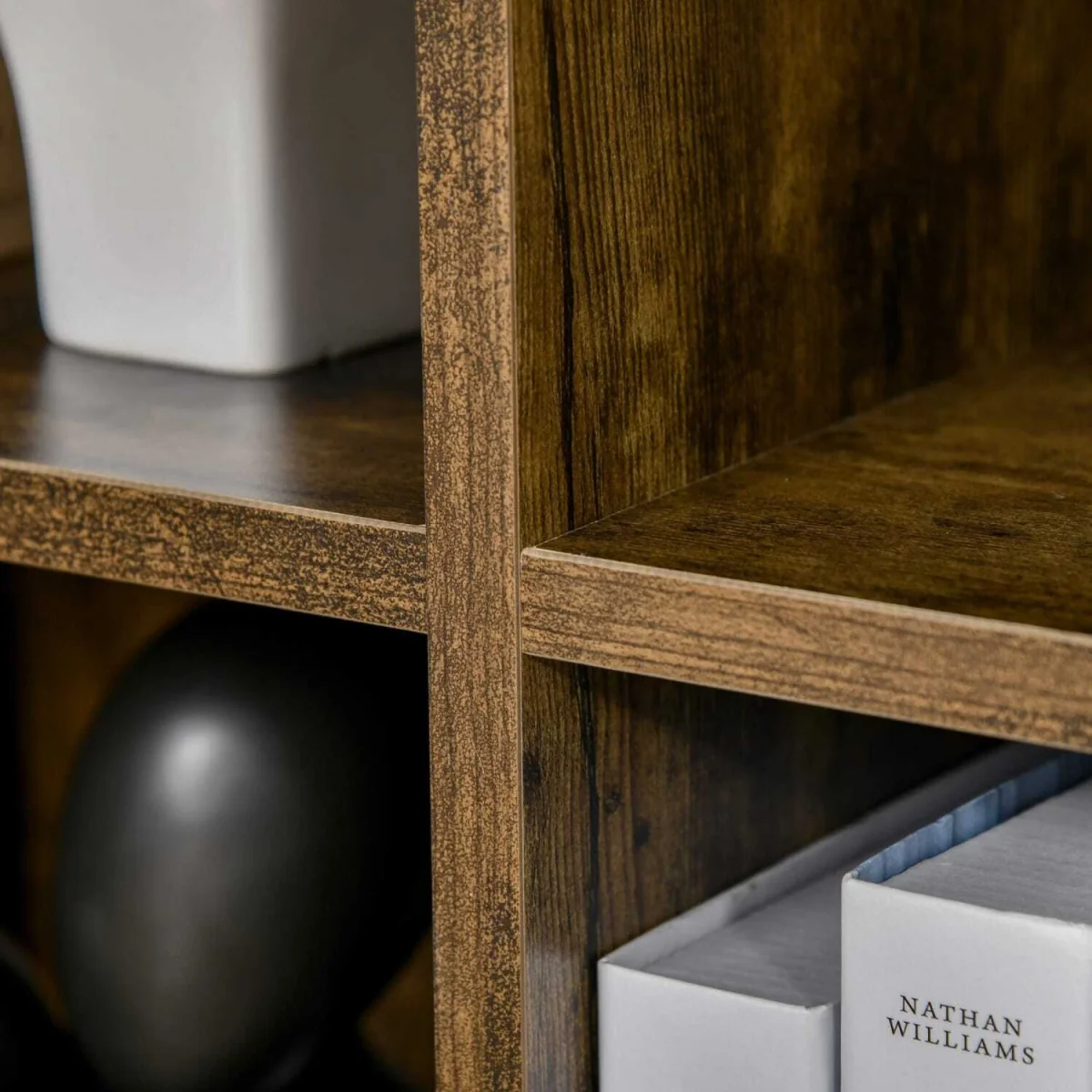 Ridiyo Wood Rustic Brown 6-Cube Storage Bookcase – image 2