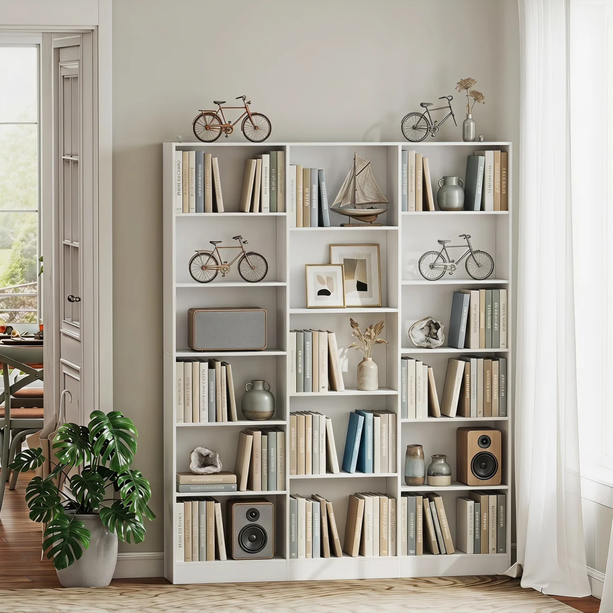 HOMCOM Bookcase Freestanding Open Storage Shelf  - White – image 2