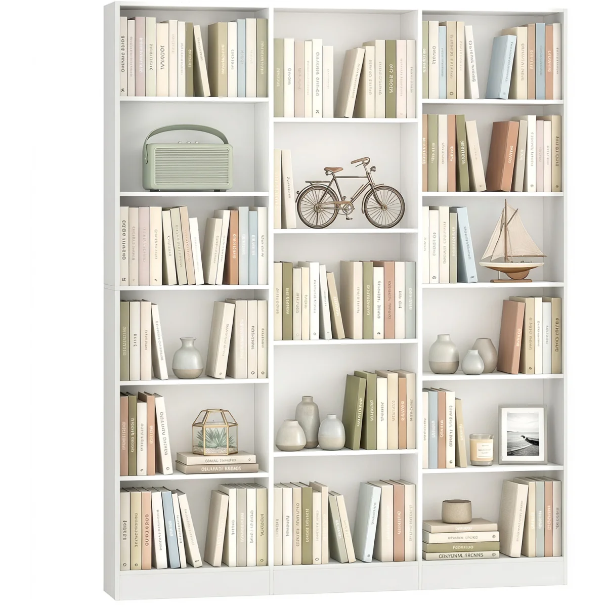 HOMCOM Bookcase Freestanding Open Storage Shelf  - White – image 3