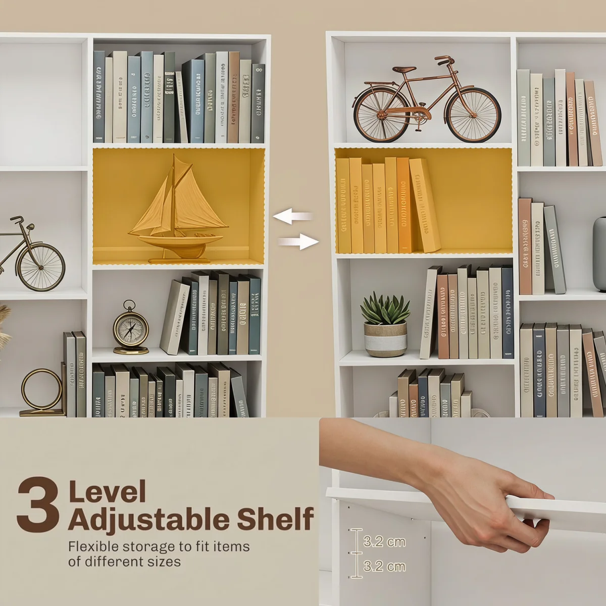 HOMCOM Bookcase Freestanding Open Storage Shelf  - White – image 6
