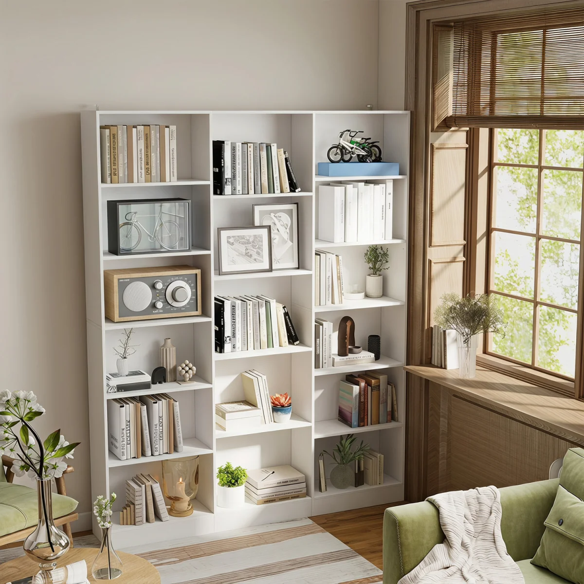 HOMCOM Bookcase Freestanding Open Storage Shelf  - White – image 8