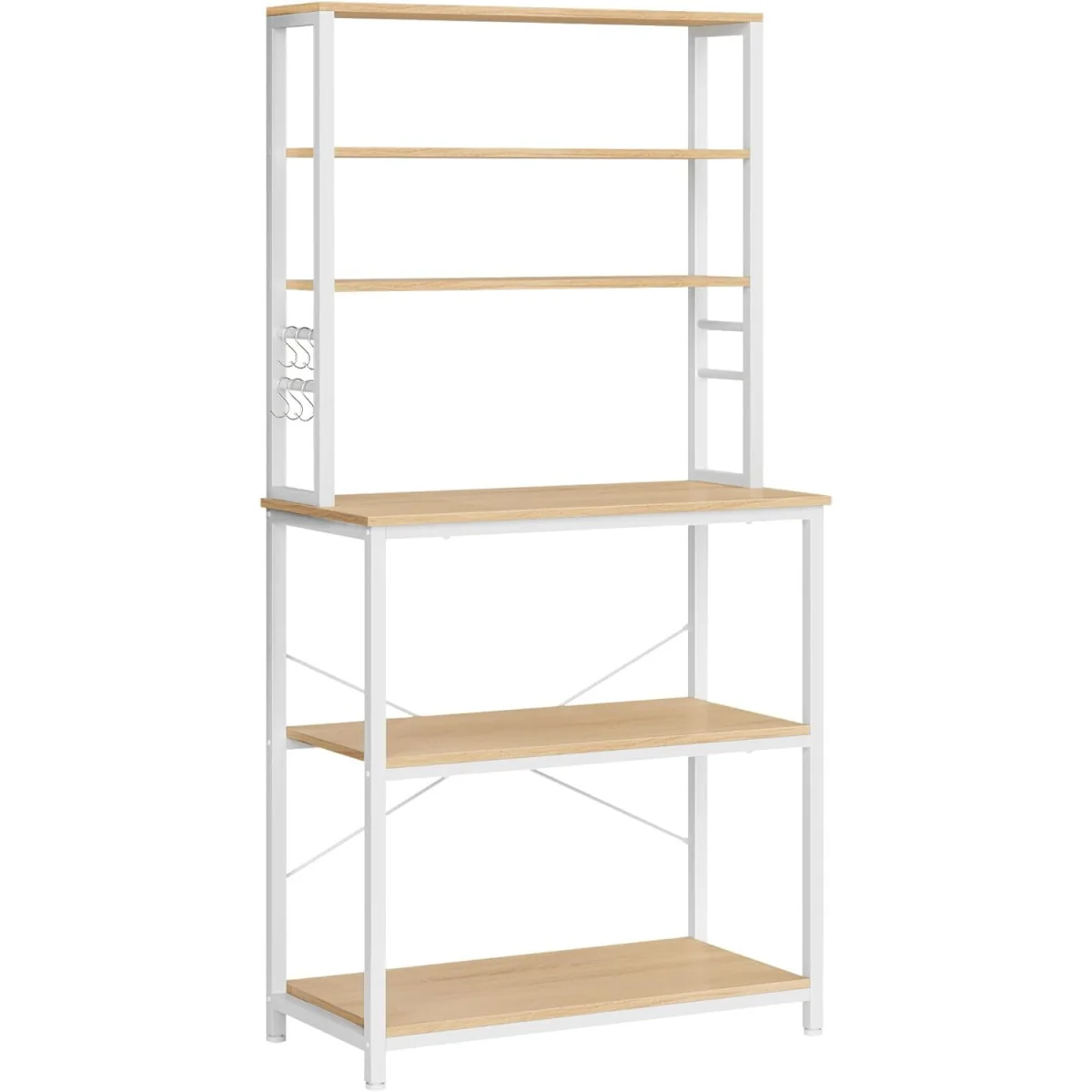 Kitchen Storage Rack with 6 Shelves - Oak Colour and White – image 3
