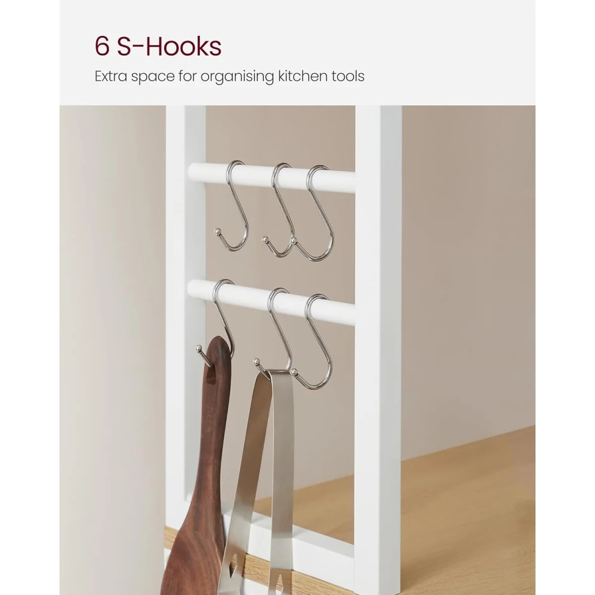 Kitchen Storage Rack with 6 Shelves - Oak Colour and White – image 7